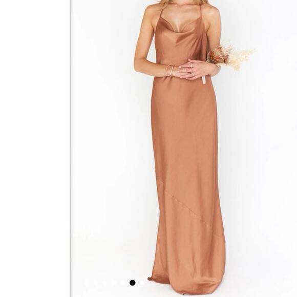 Show Me Your Mumu Tuscany Maxi Slip Dress  in Copper Luxe Satin, size S - Picture 12 of 12